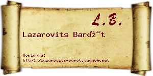 Lazarovits Barót névjegykártya